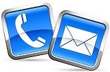 Bild von Kontaktsymbolen wie Telefon und E-Mail. 