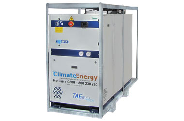 Bild eines 40 kW Kaltwassersatz, Kühlaggregat, Mietchiller zur Gebäudeklimatisierung. 