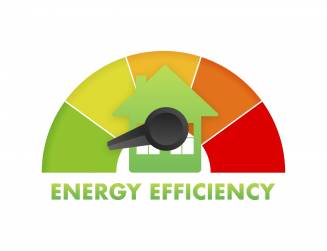Bild zeigt eine Skala einer Energieeffizienz von grün bis rot.