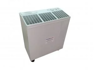 Klimagerät auf Rollen mit Bedienelementen. Ideal für effiziente Klimatisierung. Climate Energy.