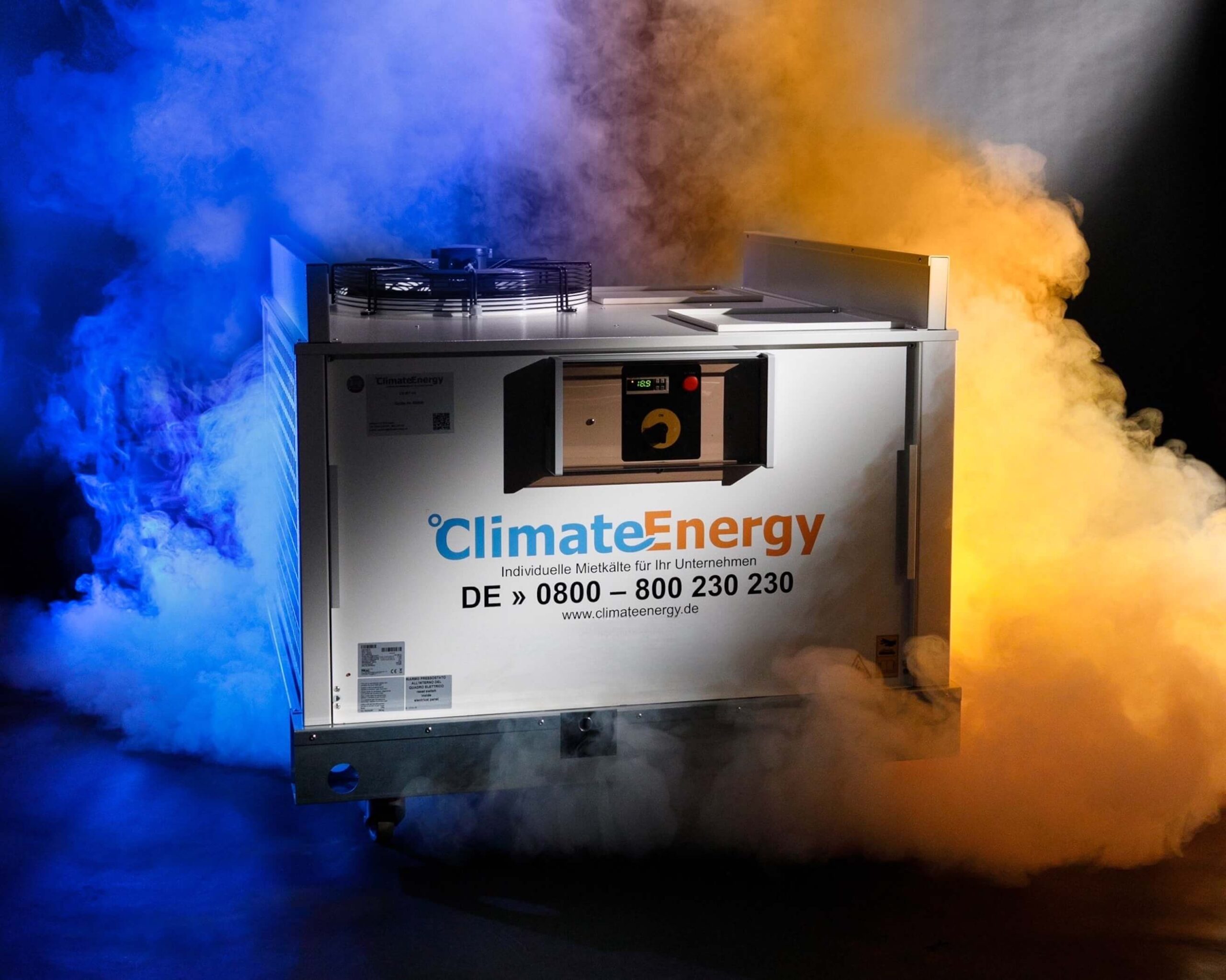 Mobiles Klimagerät CE-RT 10 mit Licht- und Nebeleffekten – leistungsstarke Klimaenergie.
