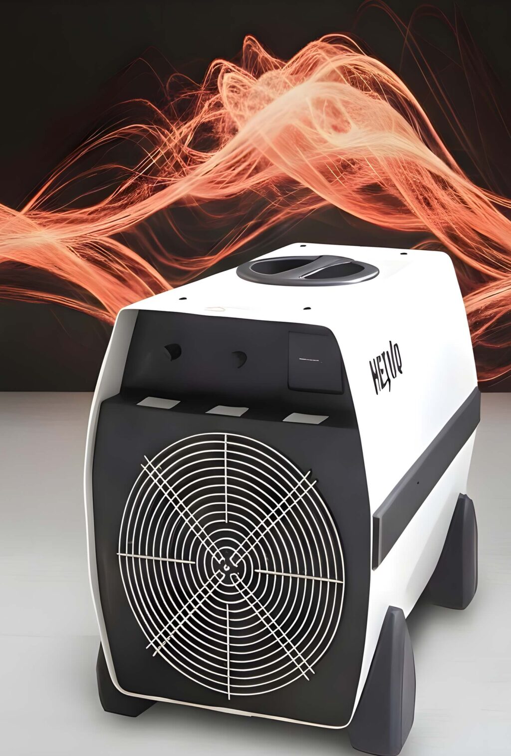 Mobiles Heizgerät mit warmer Luftdarstellung – flexible Wärme und Klimaenergie.